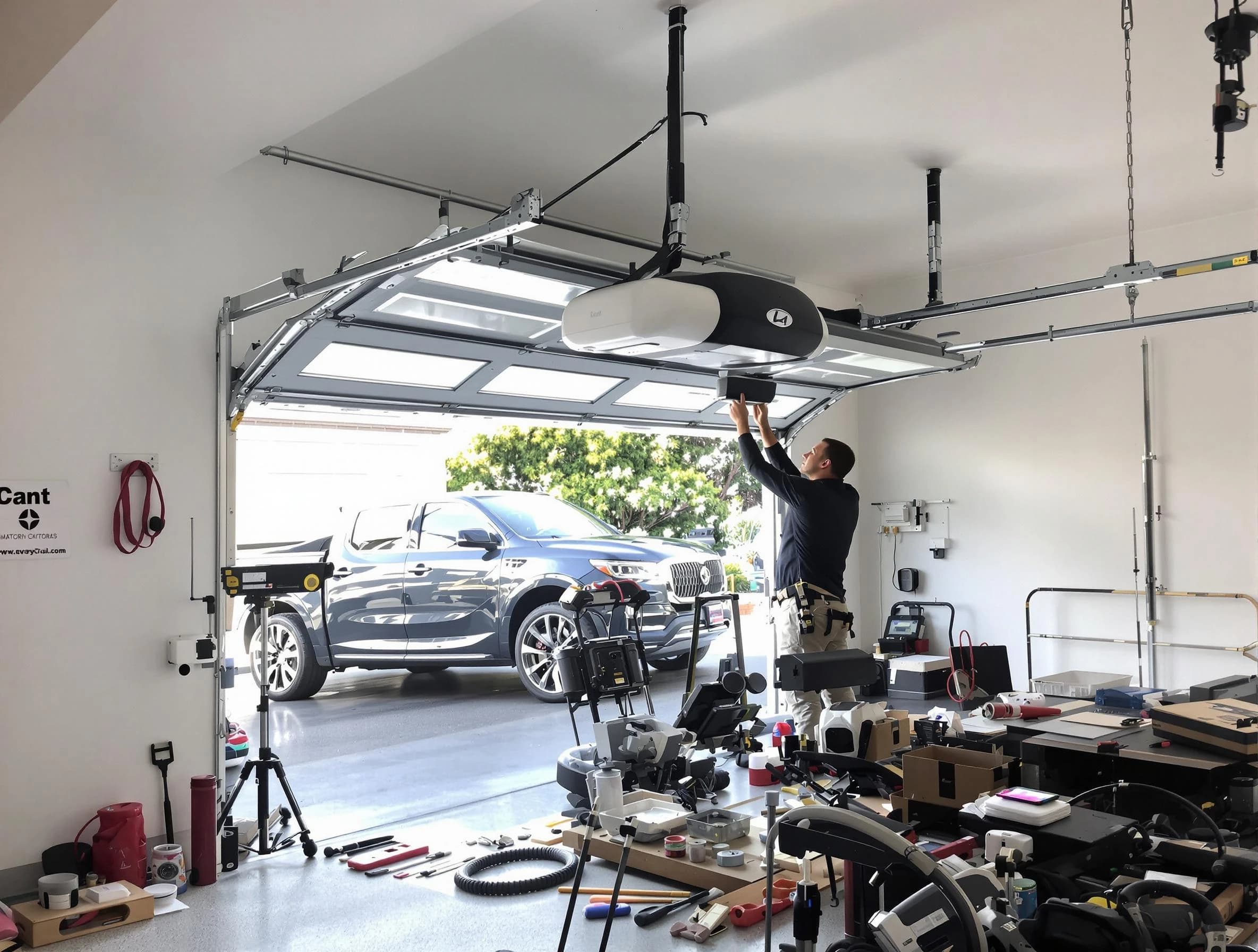 O'Hara Garage Door Repair specialist installing smart garage door opener system in O'Hara home