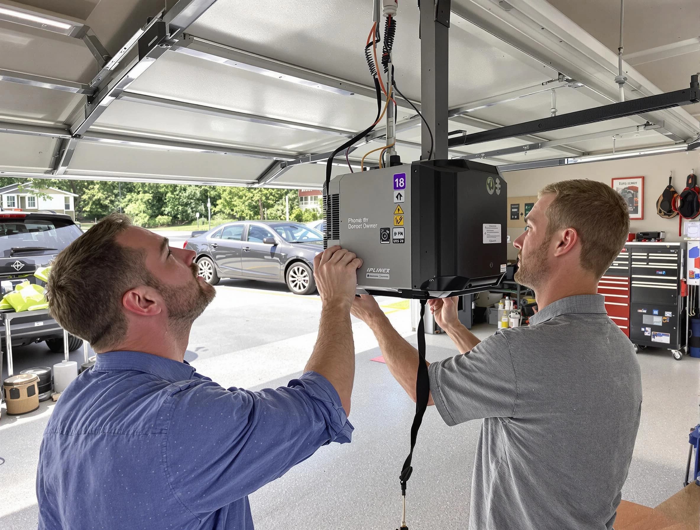 O'Hara Garage Door Repair technician installing garage door opener in O'Hara
