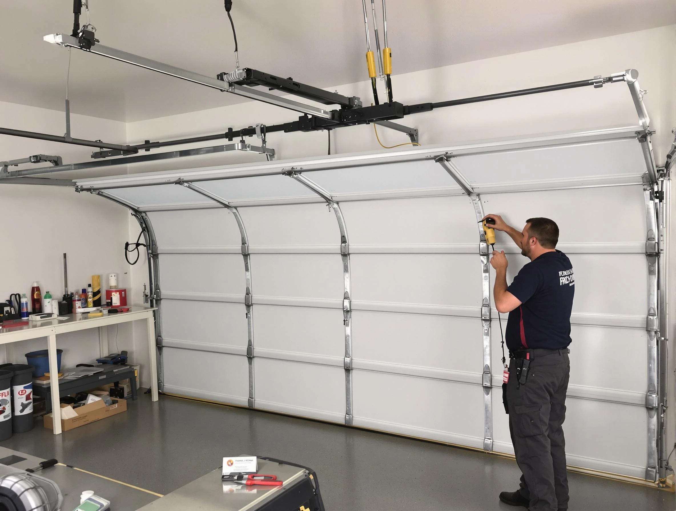 O'Hara Garage Door Repair certified technician performing overhead door system repair in O'Hara
